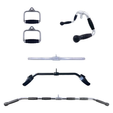 Cable Attachment Pack E - Stirrup, Multi-purpose, straight, D handle Lat, Wide Lat Cable Attachment Pack E - Stirrup, Multi-purpose, straight, D handle Lat, Wide Lat