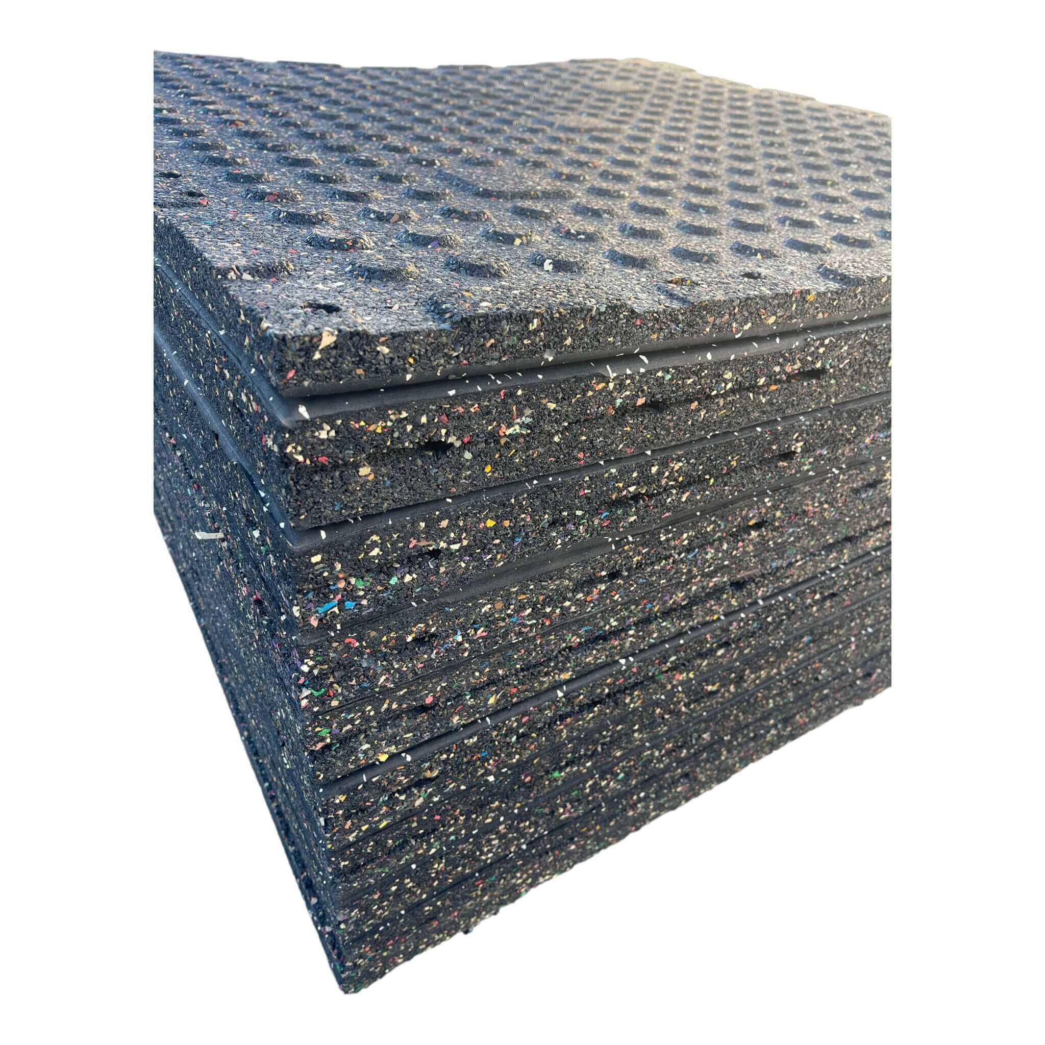 Pack of 9 - 30mm Rubber Gym Flooring Dual Density EPDM Rubber Dense Tile Mat 1m x 1m BLACK with WHITE | INSOURCE Pack of 9 - 30mm Rubber Gym Flooring Dual Density EPDM Rubber Dense Tile Mat 1m x 1m BLACK with WHITE | INSOURCE