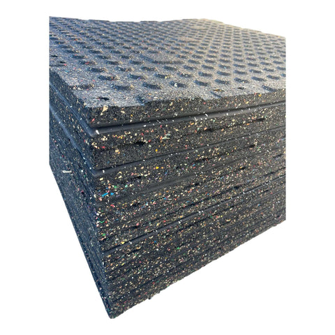 Pack of 3 - 30mm Rubber Gym Flooring Dual Density EPDM Rubber Dense Tile Mat 1m x 1m BLACK with WHITE | INSOURCE Pack of 3 - 30mm Rubber Gym Flooring Dual Density EPDM Rubber Dense Tile Mat 1m x 1m BLACK with WHITE | INSOURCE