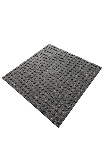 Pack of 18 - 30mm Rubber Gym Flooring Dual Density EPDM Rubber Dense Tile Mat 1m x 1m BLACK with WHITE | INSOURCE Pack of 18 - 30mm Rubber Gym Flooring Dual Density EPDM Rubber Dense Tile Mat 1m x 1m BLACK with WHITE | INSOURCE