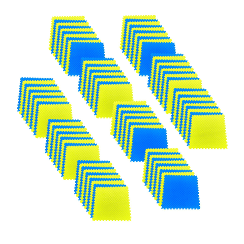 Pack of 100 - 20mm EVA Foam Jigsaw Interlocking Floor Tile Mat 1m x 1m BLUE / YELLOW