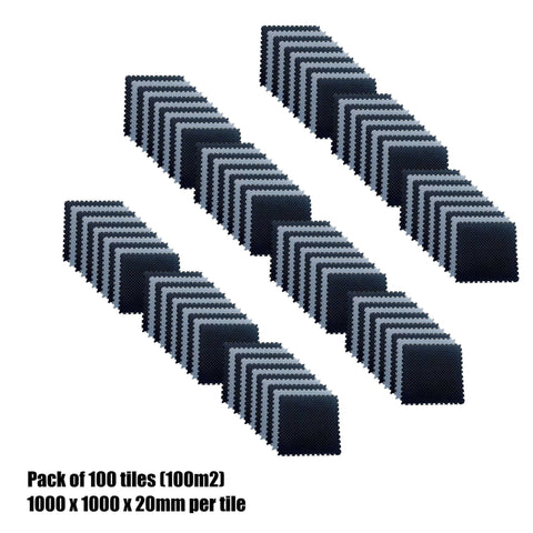 Pack of 100 - 20mm EVA Foam Jigsaw Interlocking Floor Tile Mat 1m x 1m BLACK / GREY