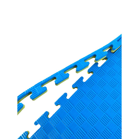 Pack of 10 - 20mm EVA Foam Jigsaw Interlocking Floor Tile Mat 1m x 1m BLUE / YELLOW