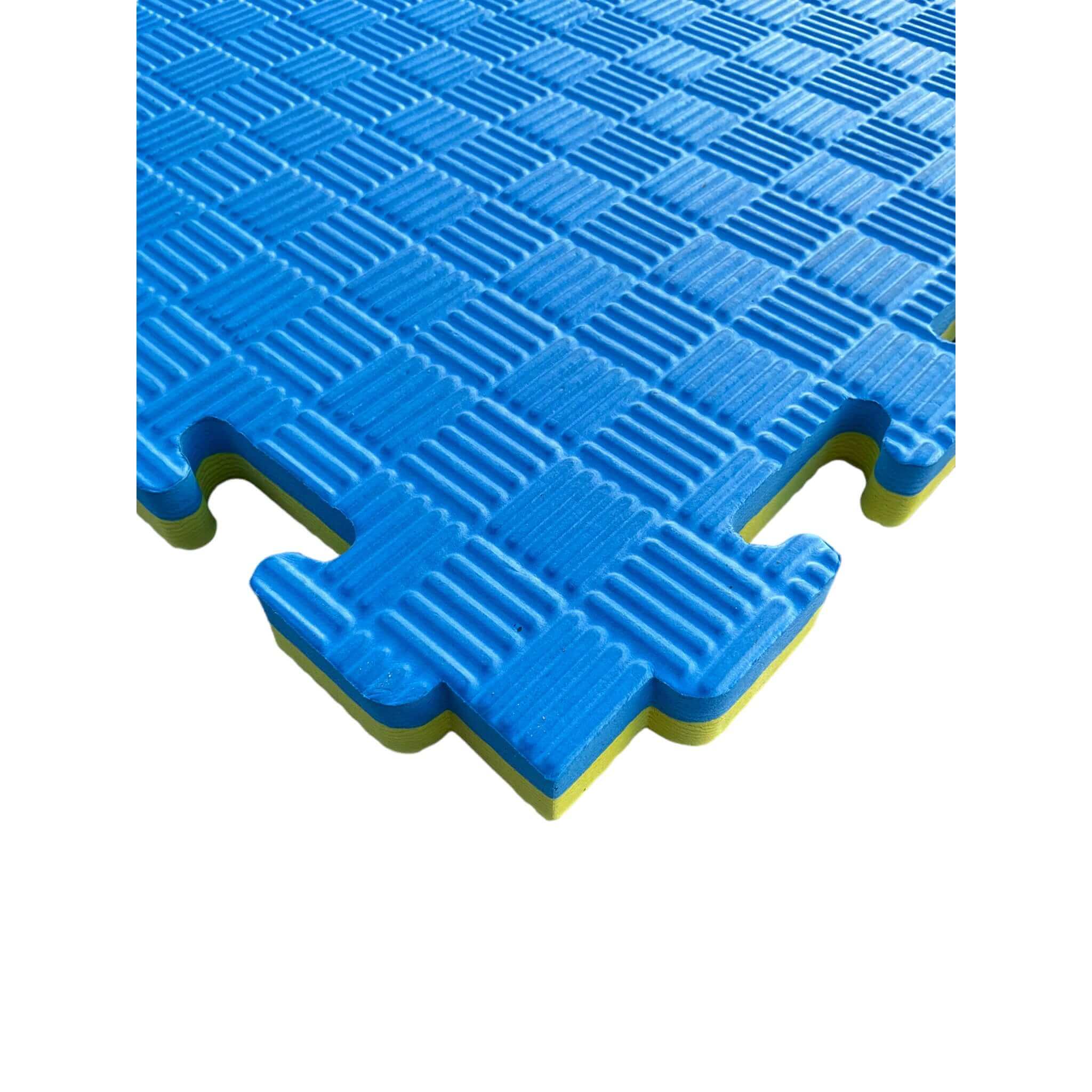 Pack of 20 - 20mm EVA Foam Jigsaw Interlocking Floor Tile Mat 1m x 1m BLUE / YELLOW | INSOURCE