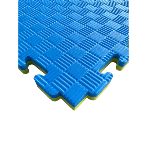 Pack of 100 - 20mm EVA Foam Jigsaw Interlocking Floor Tile Mat 1m x 1m BLUE / YELLOW | INSOURCE