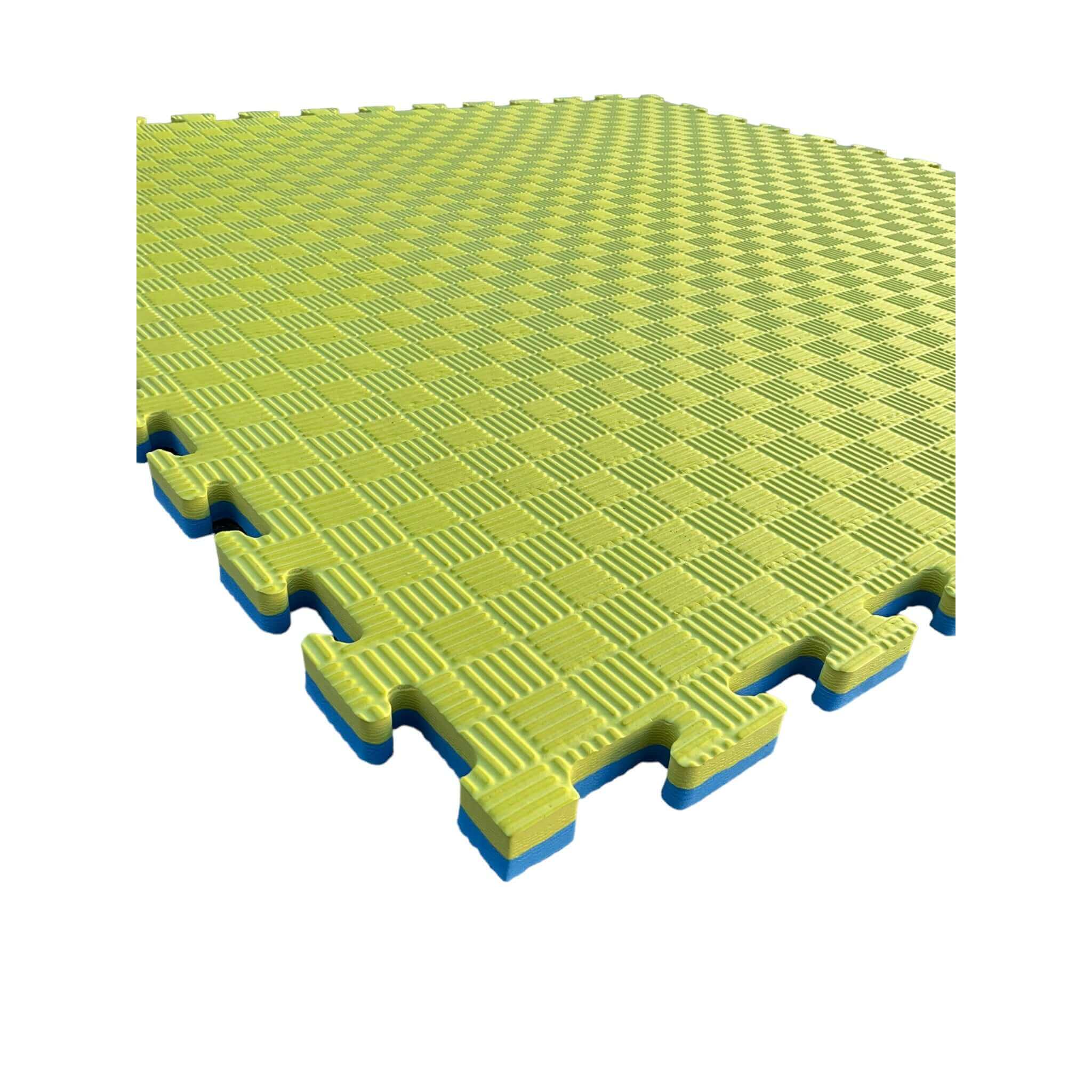 Pack of 50 - 20mm EVA Foam Jigsaw Interlocking Floor Tile Mat 1m x 1m BLUE / YELLOW | INSOURCE