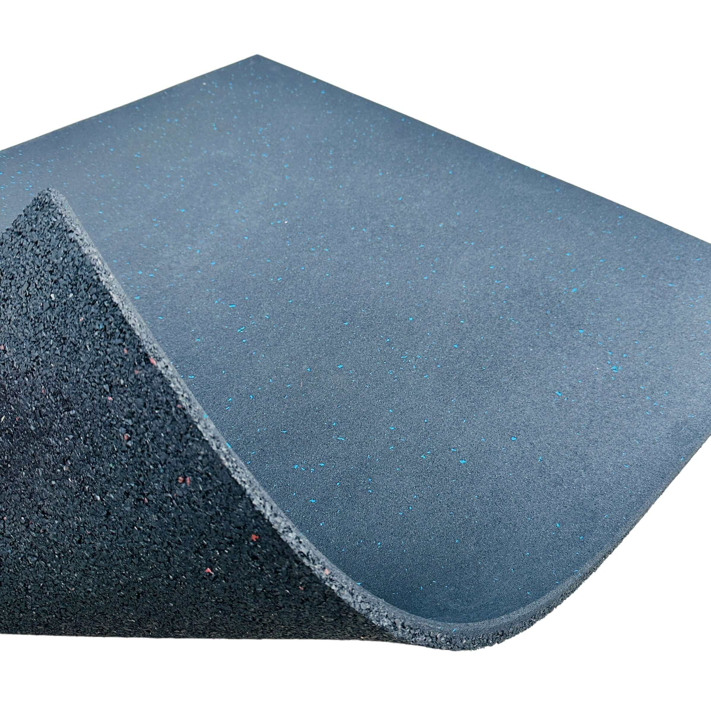 50 Pack 15mm BLACK with BLUE Fleck Rubber Gym Flooring Dense Tile Mat 1m x 1m | INSOURCE