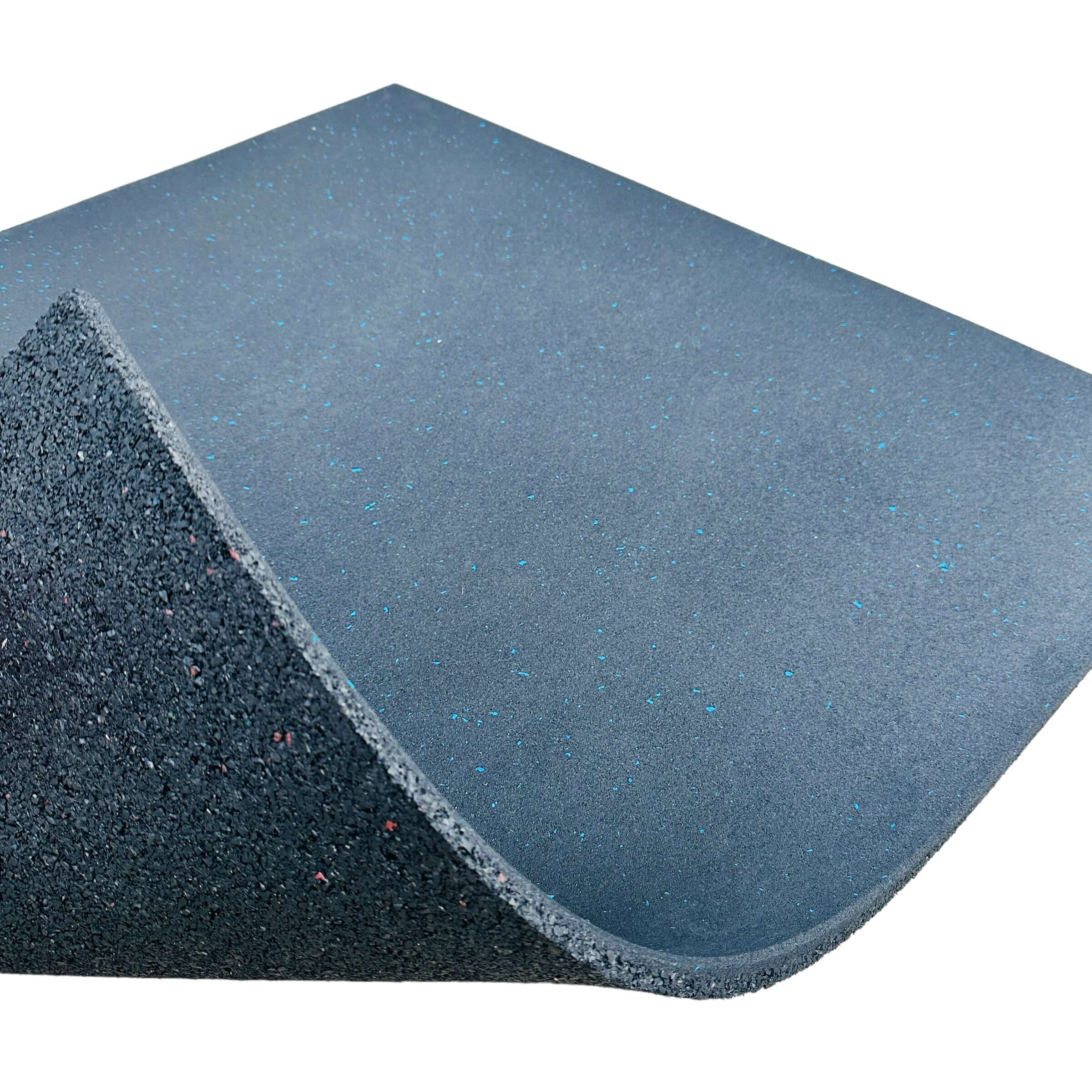 20 Pack 15mm Rubber Gym Flooring BLACK / BLUE Fleck Dense Tile Mat 1m x 1m | INSOURCE