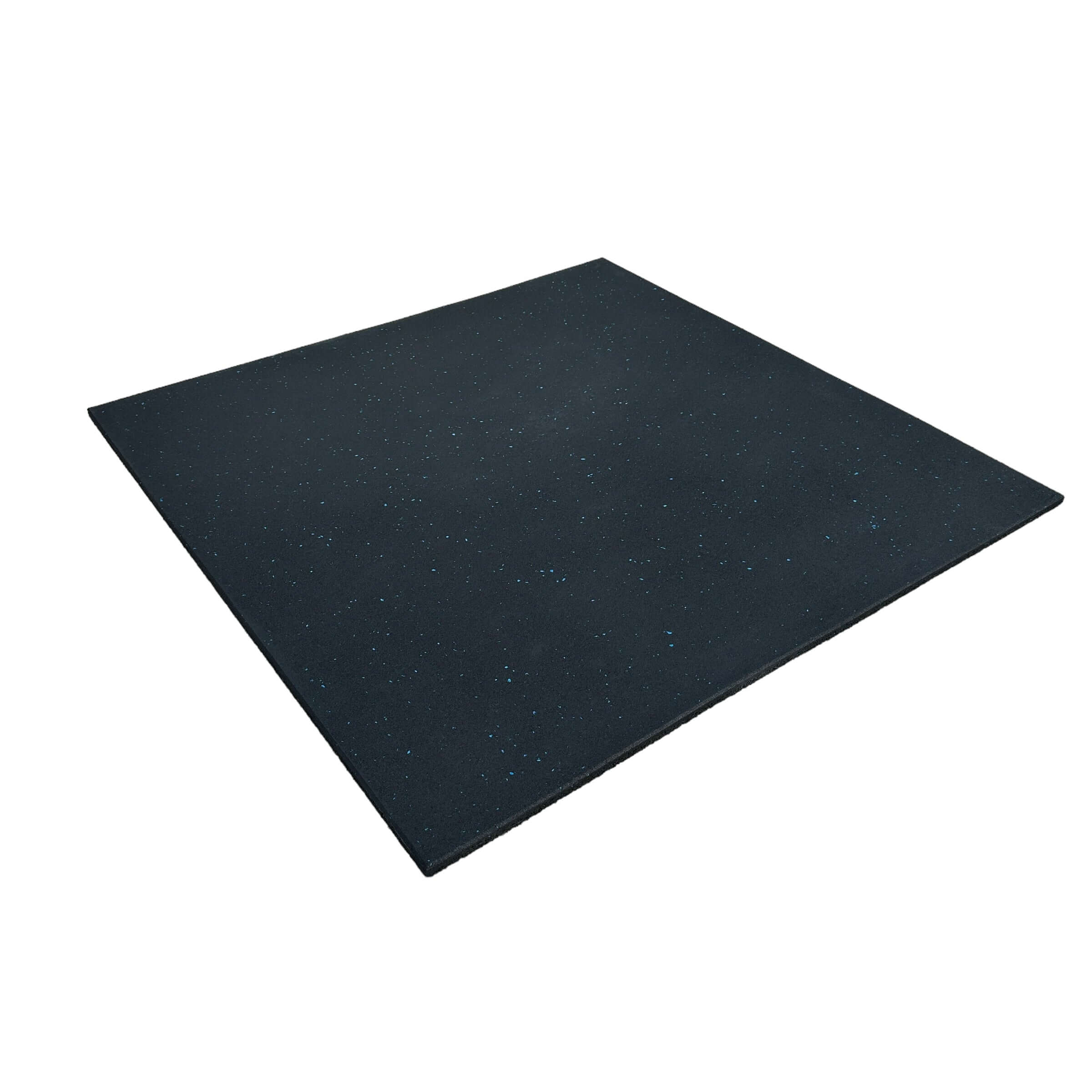 100 Pack 15mm BLACK with BLUE Fleck Rubber Gym Flooring Dense Tile Mat 1m x 1m | INSOURCE