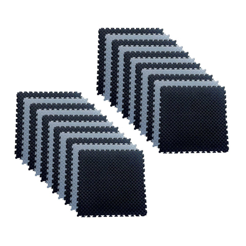 Pack of 20 - 40mm EVA Foam Jigsaw Interlocking Floor Tile Mat 1m x 1m BLACK / GREY | INSOURCE