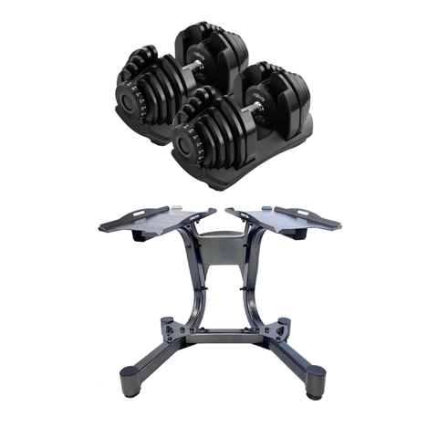 40kg Adjustable Dumbbell Pair with Stand Set