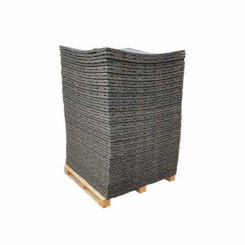 Pack of 50 - 30mm Rubber Gym Flooring Dual Density EPDM Rubber Dense Tile Mat 1m x 1m BLACK with WHITE
