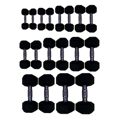 5kg to 25kg Rubber Hex Dumbbell Package (9 Pairs) | INSOURCE