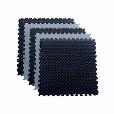 Pack of 5 - 20mm EVA Foam Jigsaw Interlocking Floor Tile Mat 1m x 1m BLACK / GREY