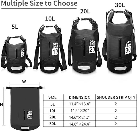 Waterproof Dry Bag 5L 10L 20L | Lightweight Large Capacity Sack | Organizer Utility Storage Bags Canoe / Fishing / Rafting / Swimming / Snowboarding | INSOURCE
