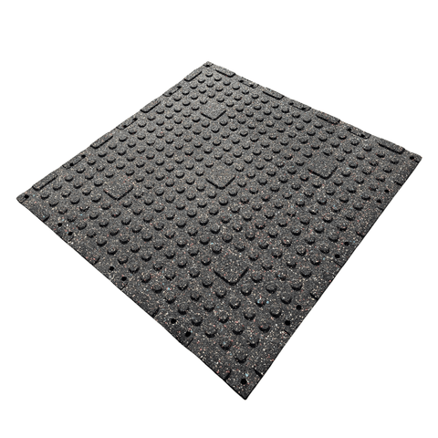 Single 30mm Rubber Gym Flooring Dual Density EPDM Rubber Dense Tile Mat 1m x 1m BLACK with WHITE | INSOURCE