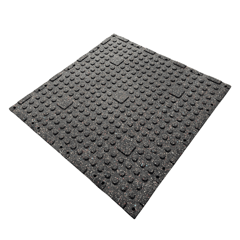 20mm Rubber Gym Flooring Dual Density EPDM Rubber Dense Tile Mat 1m x 1m BLACK