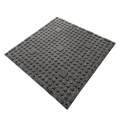 Single 30mm Rubber Gym Flooring Dual Density EPDM Rubber Dense Tile Mat 1m x 1m BLACK