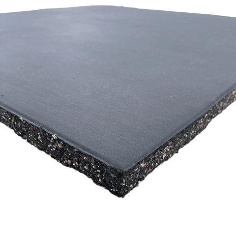 Single 30mm Rubber Gym Flooring Dual Density EPDM Rubber Dense Tile Mat 1m x 1m BLACK