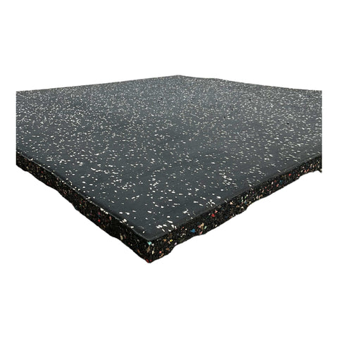 Pack of 3 - 30mm Rubber Gym Flooring Dual Density EPDM Rubber Dense Tile Mat 1m x 1m BLACK with WHITE