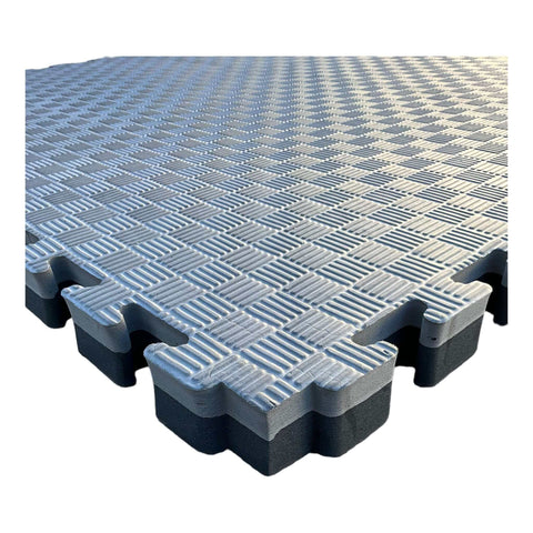 Pack of 50 - 20mm EVA Foam Jigsaw Interlocking Floor Tile Mat 1m x 1m BLACK / GREY