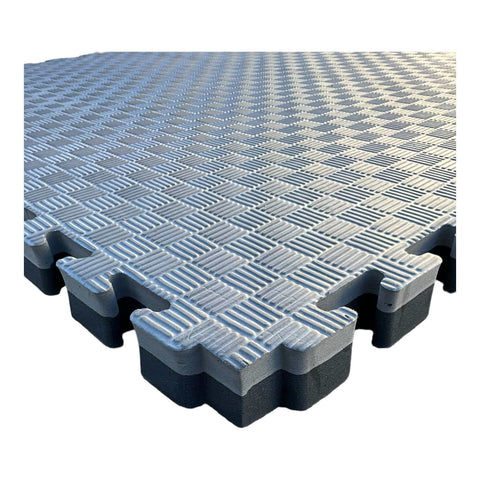 Pack of 50 - 40mm EVA Foam Jigsaw Interlocking Floor Tile Mat 1m x 1m BLACK / GREY