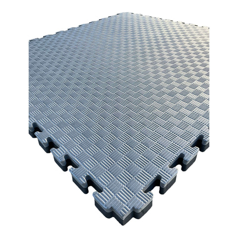 Pack of 100 - 40mm EVA Foam Jigsaw Interlocking Floor Tile Mat 1m x 1m BLACK / GREY