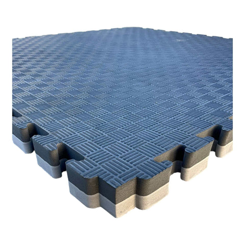Pack of 10 - 20mm EVA Foam Jigsaw Interlocking Floor Tile Mat 1m x 1m BLACK / GREY