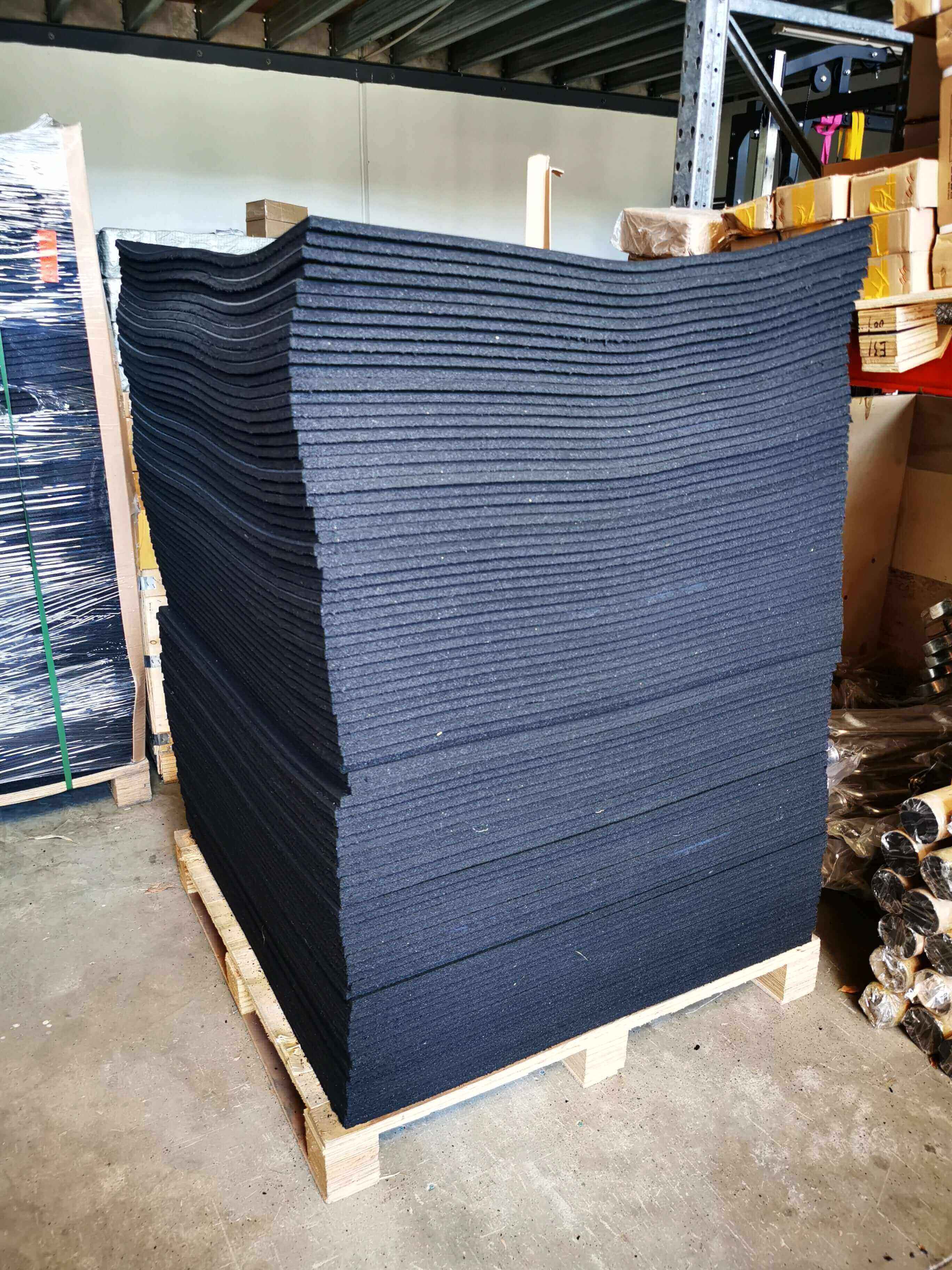10 Pack 15mm Rubber Gym Flooring BLACK with BLUE Fleck Dense Tile Mat 1m x 1m | INSOURCE