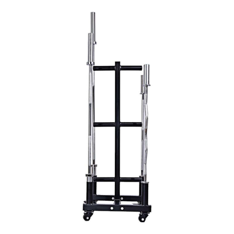 Portable Weight Plate Storage rack with Bar Holder and Wheels