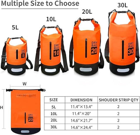 Waterproof Dry Bag 10L ORANGE | Lightweight Large Capacity Sack | Organizer Storage Utility Bags | INSOURCE