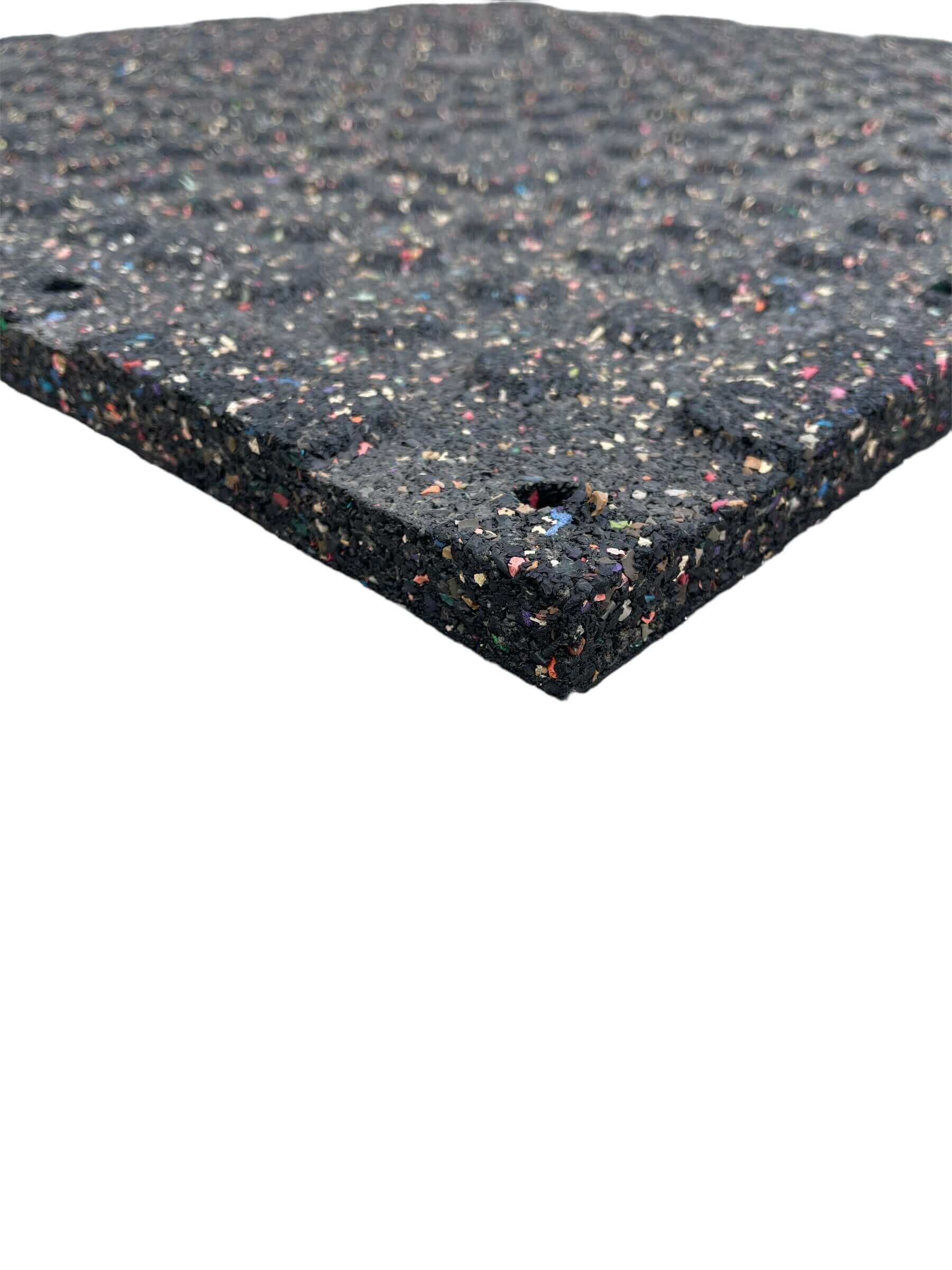 Single 20mm Rubber Gym Flooring Dual Density EPDM Rubber Dense Tile Mat 1m x 1m BLACK | INSOURCE