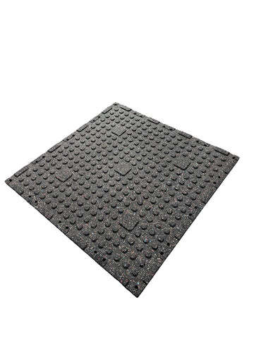 Pack of 18 - 30mm Rubber Gym Flooring Dual Density EPDM Rubber Dense Tile Mat 1m x 1m BLACK with WHITE | INSOURCE