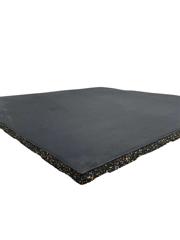 Pack of 9 - 30mm Rubber Gym Flooring Dual Density EPDM Rubber Dense Tile Mat 1m x 1m BLACK