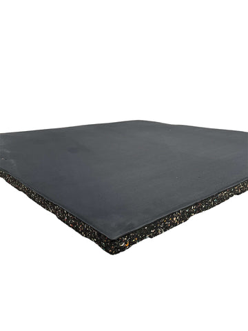 Single 30mm Rubber Gym Flooring Dual Density EPDM Rubber Dense Tile Mat 1m x 1m BLACK