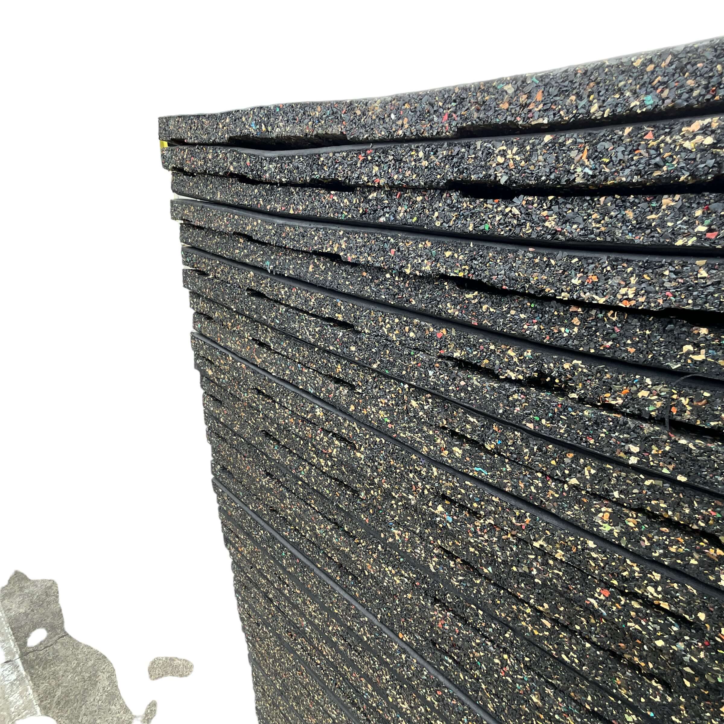 Pack of 50 - 20mm Rubber Gym Flooring Dual Density EPDM Rubber Dense Tile Mat 1m x 1m BLACK | INSOURCE