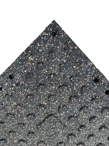 Pack of 50 - 30mm Rubber Gym Flooring Dual Density EPDM Rubber Dense Tile Mat 1m x 1m BLACK with WHITE