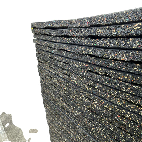 Pack of 50 - 20mm Rubber Gym Flooring Dual Density EPDM Rubber Dense Tile Mat 1m x 1m BLACK