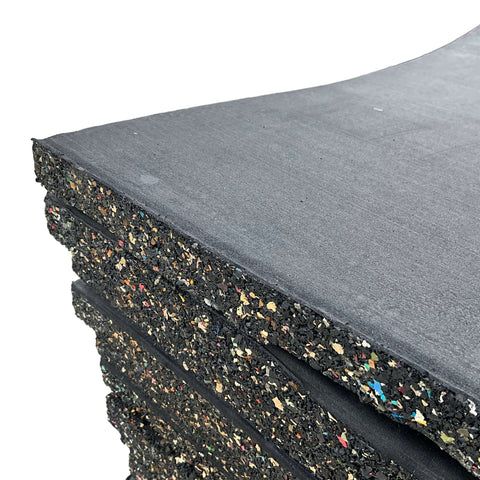 Pack of 50 - 20mm Rubber Gym Flooring Dual Density EPDM Rubber Dense Tile Mat 1m x 1m BLACK