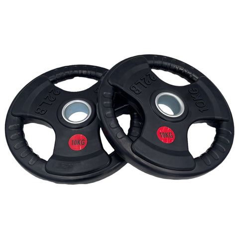107.5kg Rubber Tri-Grip Type-O Weight Plates and 2.2m Powerlifting Bar 2000lb Package
