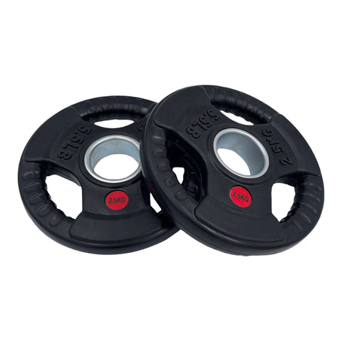 107.5kg Rubber Tri-Grip Type-O Weight Plates and 2.2m Powerlifting Bar 2000lb Package