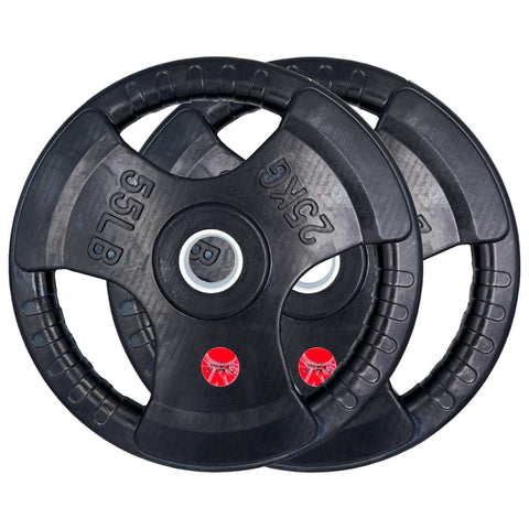 157.5kg Rubber Coated Type-O Tri-Grip Weight Plates and Barbell Bundles | Tri Grip Rubber Plates | INSOURCE