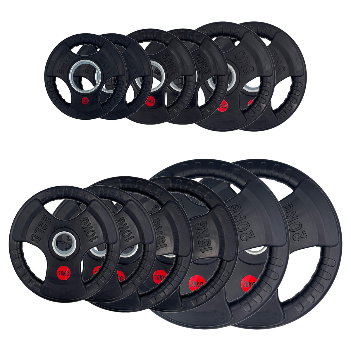 (Pre-order) 107.5kg Rubber Tri-Grip Weight Plates Type-O Bundle