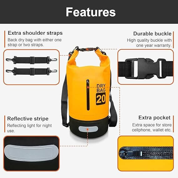 Waterproof Dry Bag 5L YELLOW | Lightweight Large Capacity Sack | Organizer Storage Utility Bags | INSOURCE