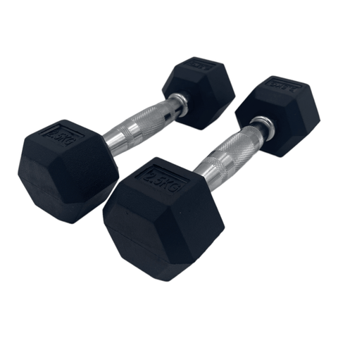Rubber Hex Dumbbells 1kg - 70kg