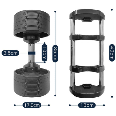 20kg Compact Adjustable Dumbbells and Stand Set