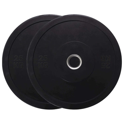 25kg Bumper Plate Black Rubber Weight Plates Pair