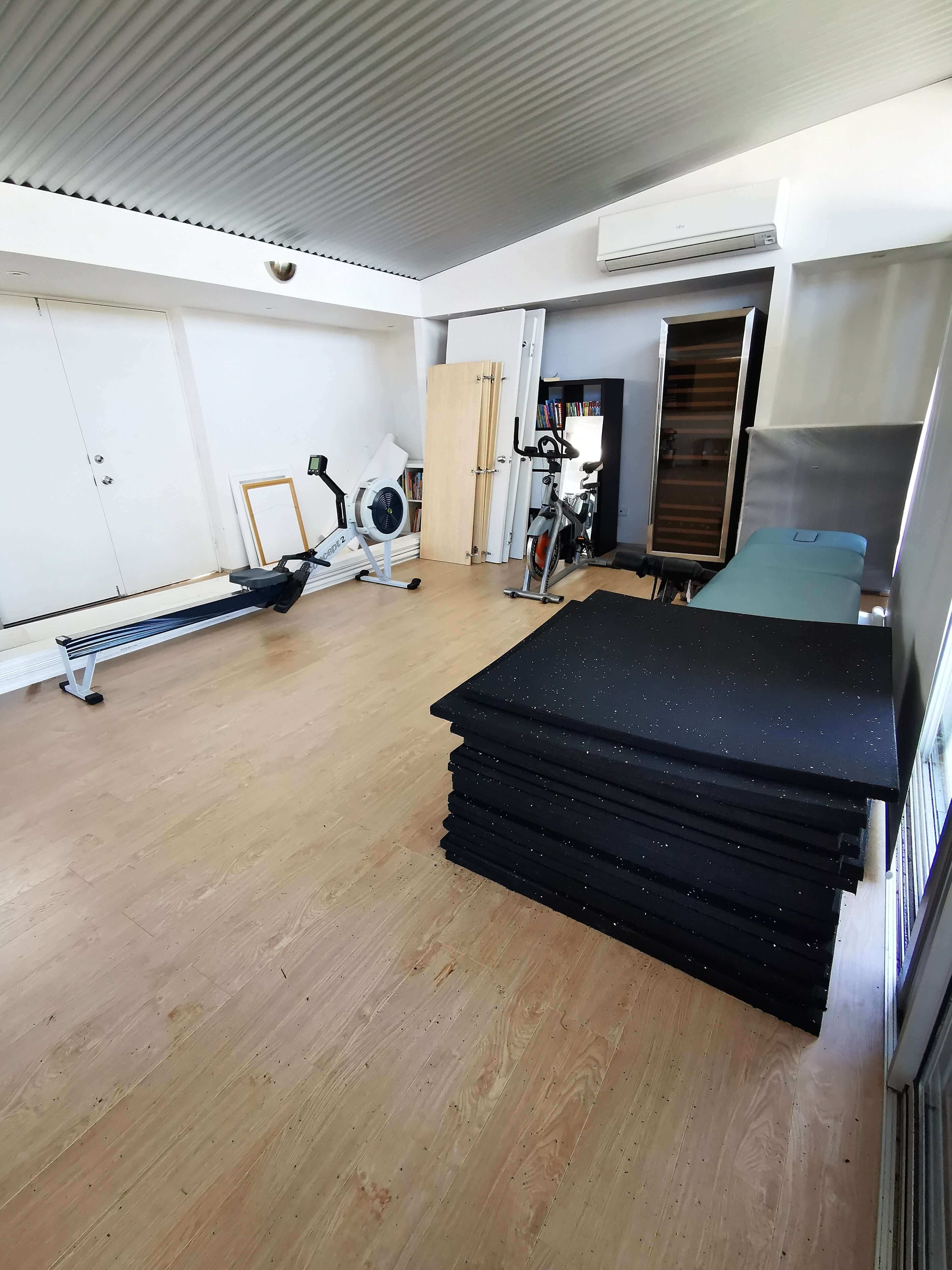 Rubber Gym Flooring Black 1000x1000x15mm Indoor Outdoor Exercise Fitness Sport Tiles Mats Durable | INSOURCE