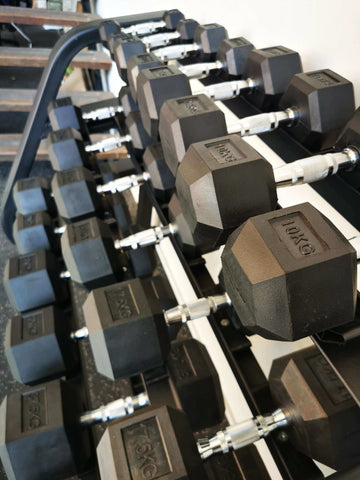 Rubber Hex Dumbbells 1kg - 70kg