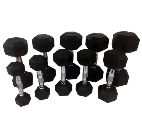 Rubber Hex Dumbbells 1kg - 70kg